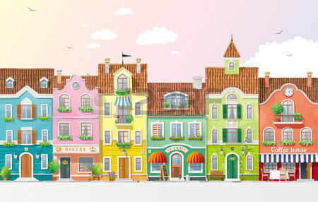 27536345-vieilles-maisons-historiques-des-boutiques-et-un-caf-la-rue-de-la-ville-avec-des-arbres-et-des-fleu
