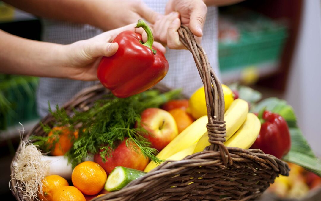Basket filled healthy food